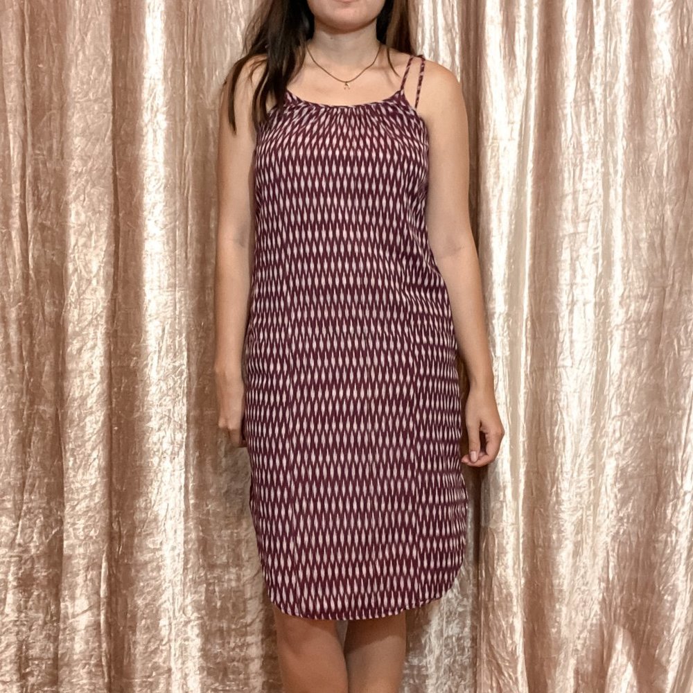 Madewell Tie Strap Maroon Printed Midi Dress